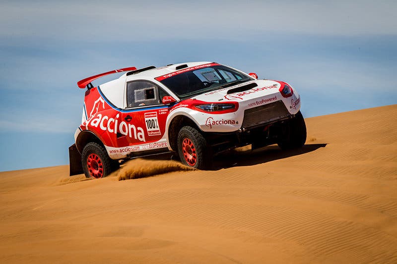 Acciona 100x100 ecopowered,electric car, Dakar 2016, Marroco 2015, Zagora, car test.