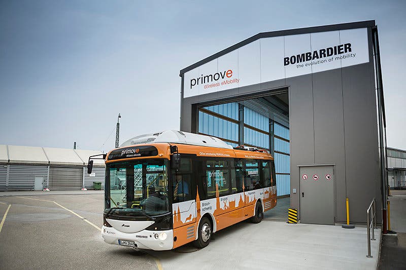 primove bus on service in Mannheim, Germany.