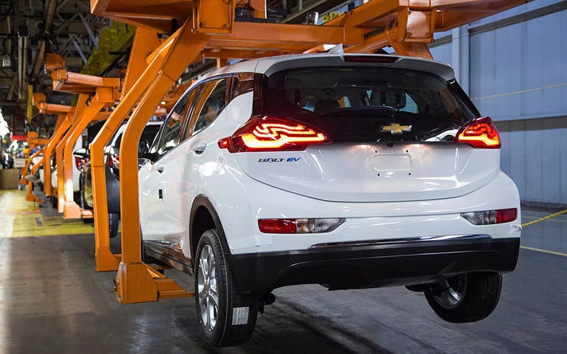 A Chevrolet Bolt EV pre-production vehicle on the assembly line Wednesday, March 16, 2016 at General Motors Orion Assembly Plant in Orion Township, Michigan. (Photo by Jeffrey Sauger for Chevrolet)