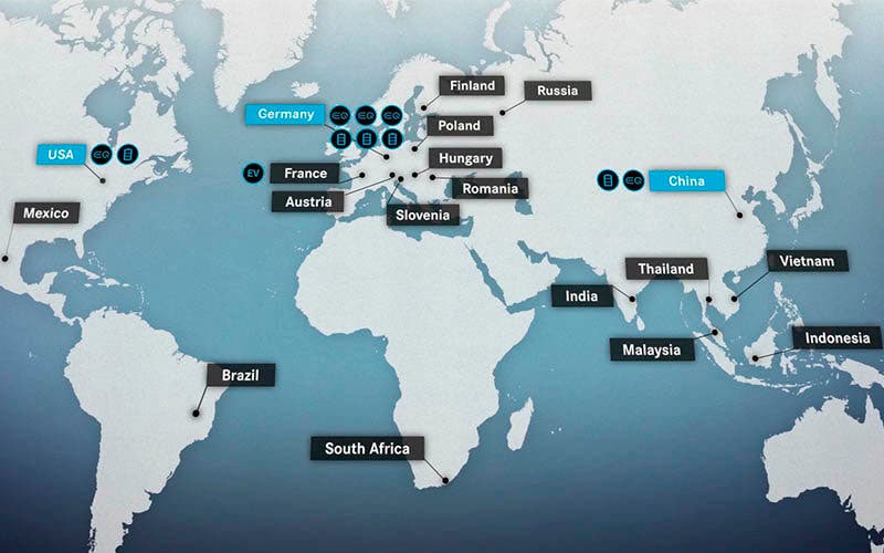 Red mundial de factorías de vehículos y baterías de Daimler