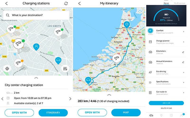 Con la aplicaicón My Renault los usuarios pueden planificar sus rutas en coche eléctrico