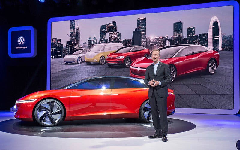 Dr. Herbert Diess, Chairman of the Board of Management of Volkswagen AG and Chairman of the Board of Management of the Volkswagen Passenger Cars brand, at the Volkswagen press conference.