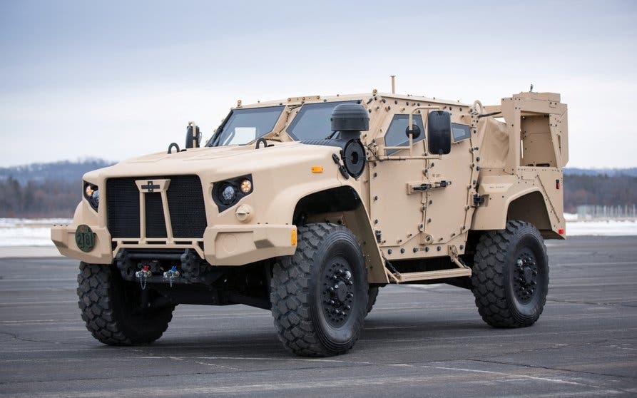 A Joint Light Tactical Vehicle (JLTV) sits at the Fort McCoy Airfield during Operation Cold Steel II at Fort McCoy, Wis., March 11, 2018. Operation Cold Steel is the U.S. Army Reserve’s crew-served weapons qualification and validation exercise to ensure America’s Army Reserve units and Soldiers are trained and ready to deploy on short-notice as part of Ready Force X and bring combat-ready and lethal firepower in support of the Army and our joint partners anywhere in the world. (U.S. Army Reserve photo by Spc. John Russell/86th Training Division)