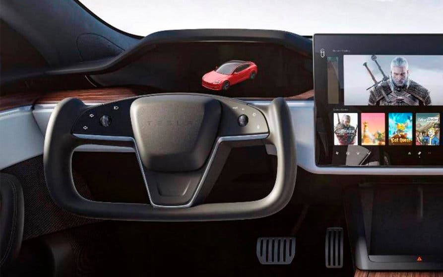 Volante en forma de mariposa del Tesla Model S Plaid