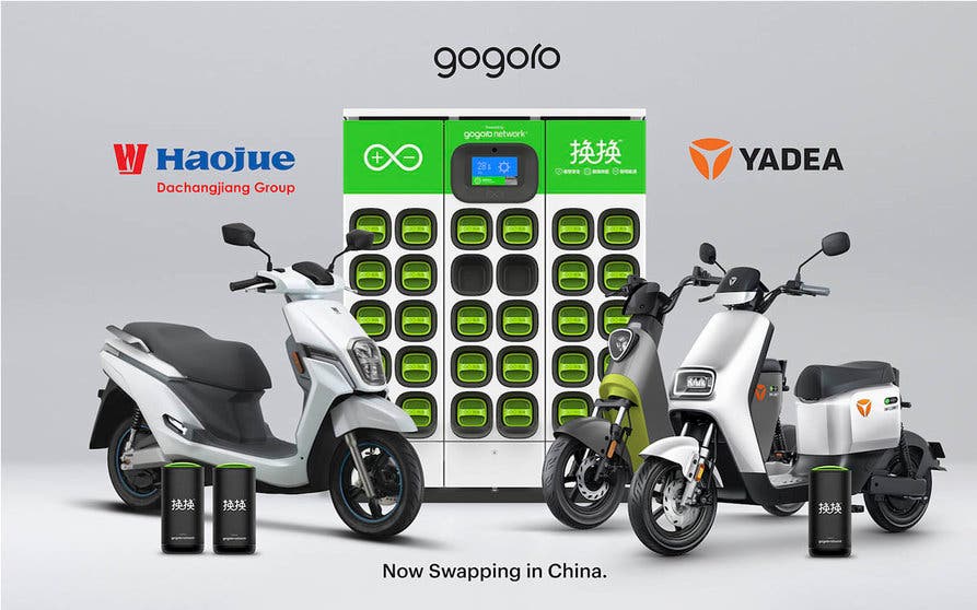 intercambio baterias scooter electrico China Huan Huan gogoro Yadea DCJ