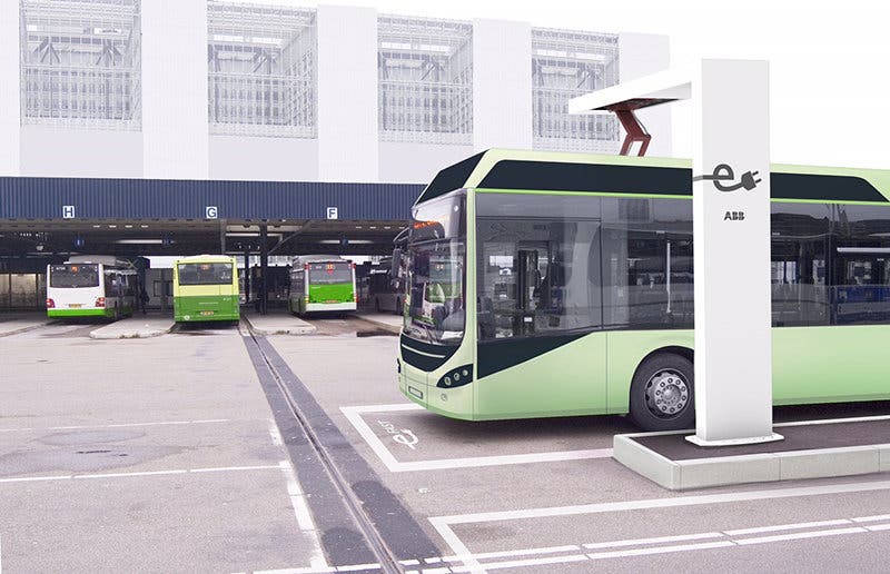 ABB presenta un sistema de carga rápida para autobuses eléctricos.