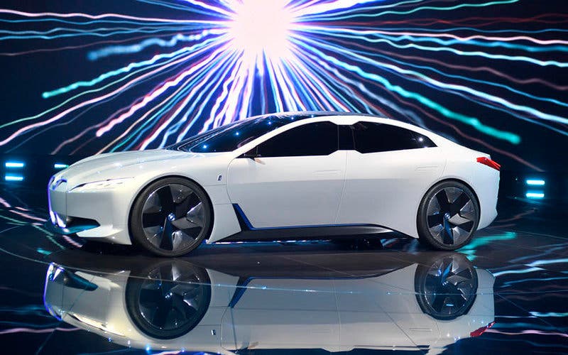 BMW i vision dynamics is presented at a BMW event during the first media day of the International Frankfurt Motor Show IAA in Frankfurt, Germany, Tuesday, Sept. 12, 2017, which runs through Sept. 24, 2017. (AP Photo/Martin Meissner)