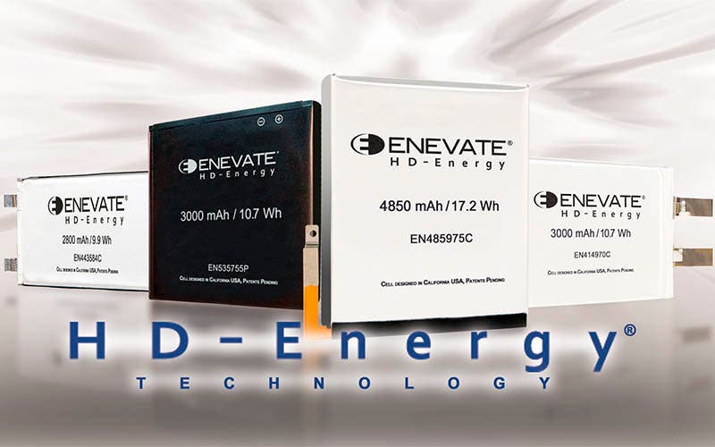 Tecnología HD-Energy de Enevate con 50% más de capacidad energética y carga ultrarrápida