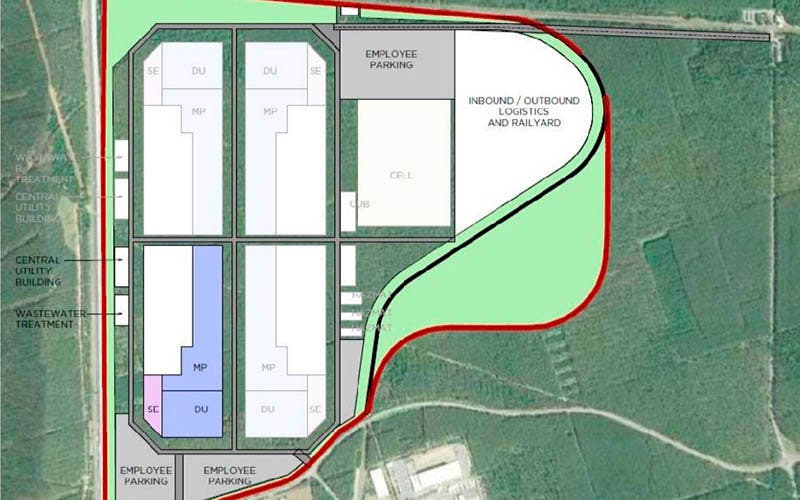 Distribución interior de la Gigafactoría 4 de Tesla en Alemania