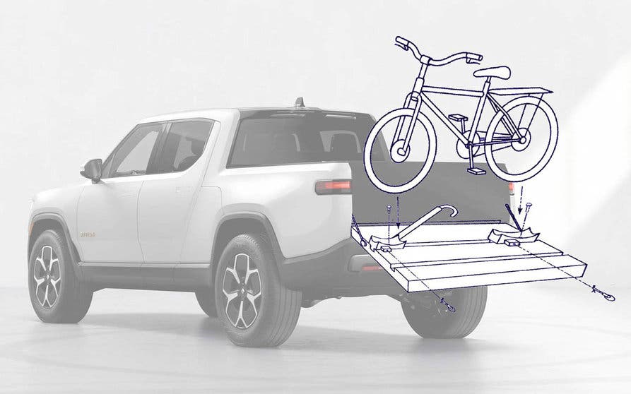 patente portabicicletas bicicletas electricas pick-up electrica Rivian R1t