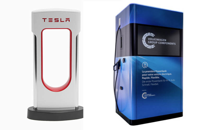 Tesla Supercharger VS Volkswagen’s mobile charging.