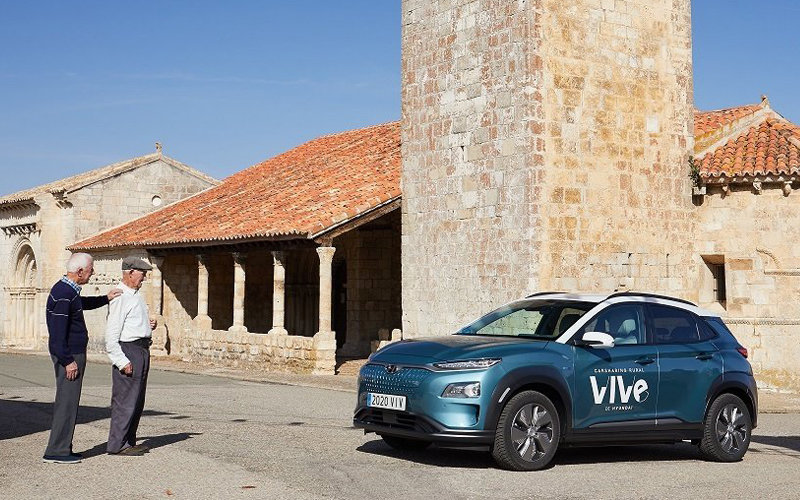 Hyundai pone en marcha el primer carsharing rural totalmente eléctrico en España.