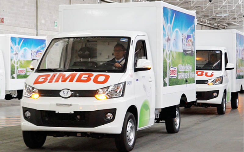 Camión eléctrico de reparto del Grupo Bimbo.