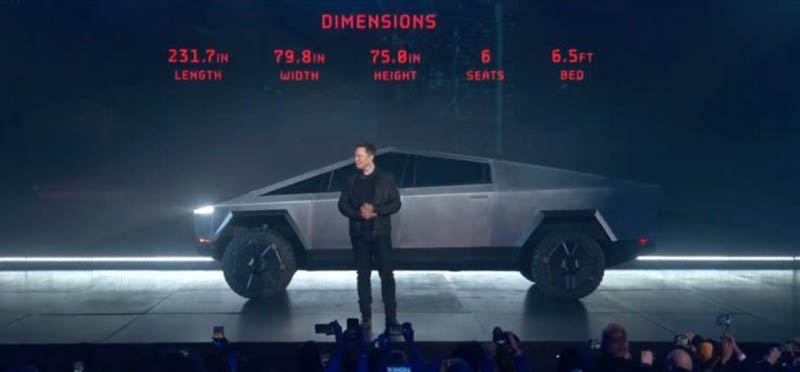 Dimensiones del Tesla Cybertruck presentado el año pasado