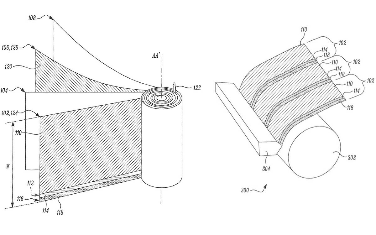 Patente de la nueva celda de batería de Tesla, que duplica el diámetro y prescinde de las pestañas que el cátodo y el ánodo utilizan para conectarse con la carcasa de la celda.