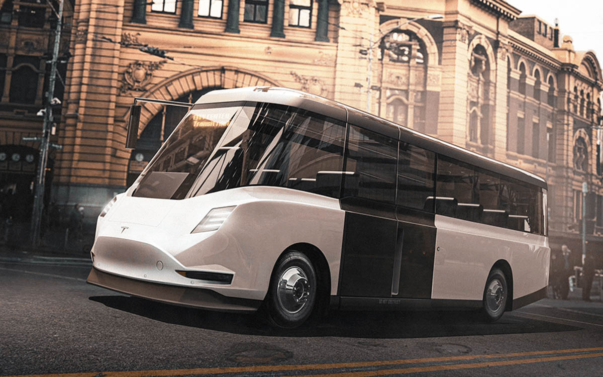 Una de los conceptos de cómo podría ser el microbús eléctrico de Tesla. Imagen Budget Direct Car.