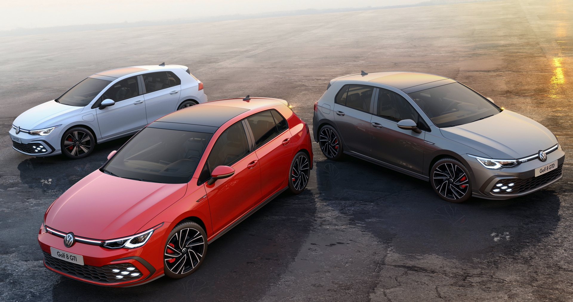 Volkswagen Golf Gte Plug-In Hybrid Next To The Eighth Generation Gti And Gtd.