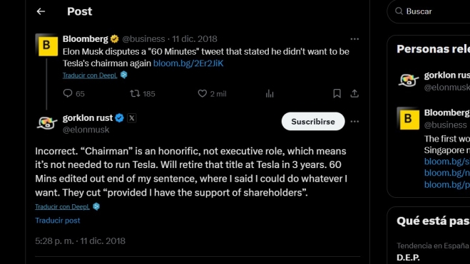 comentario Elon Musk sobre presidenta Tesla comentario Elon Musk sobre presidenta Tesla