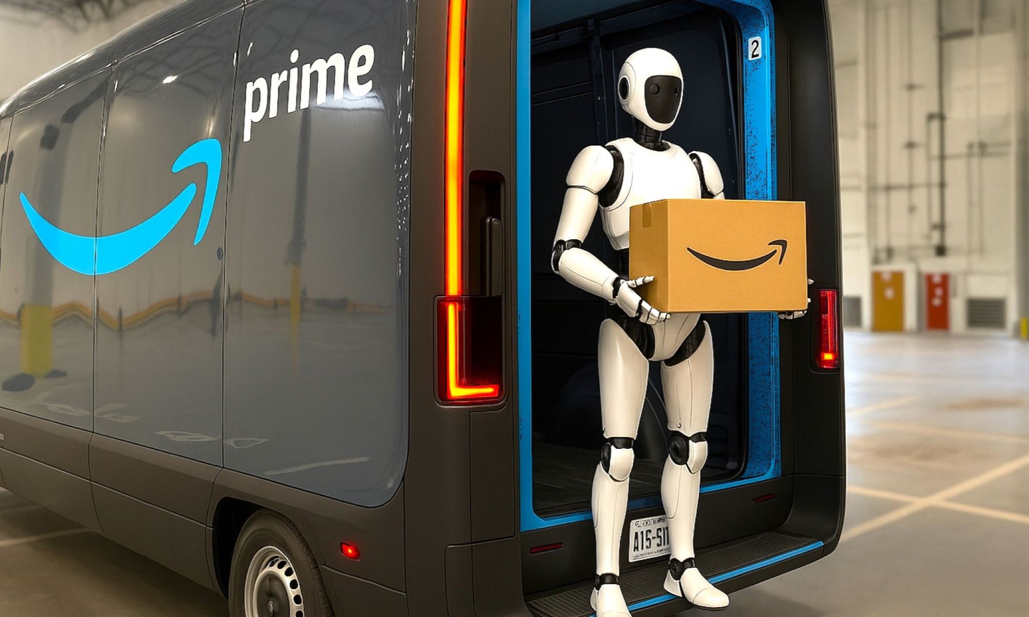 Para aproximadamente 2030, serán robots humanoides y desde furgonetas eléctricas Rivian los que entreguen los paquetes.
