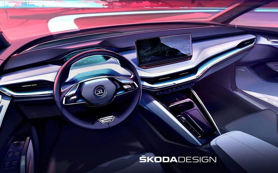  Teaser del interior del Skôda Enyaq iV 