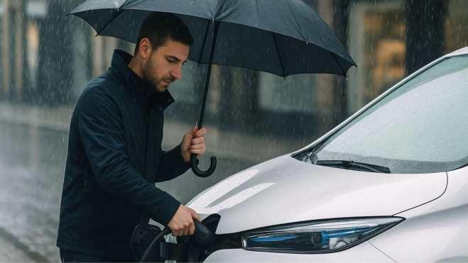 cargar coche electrico con lluvia (1)