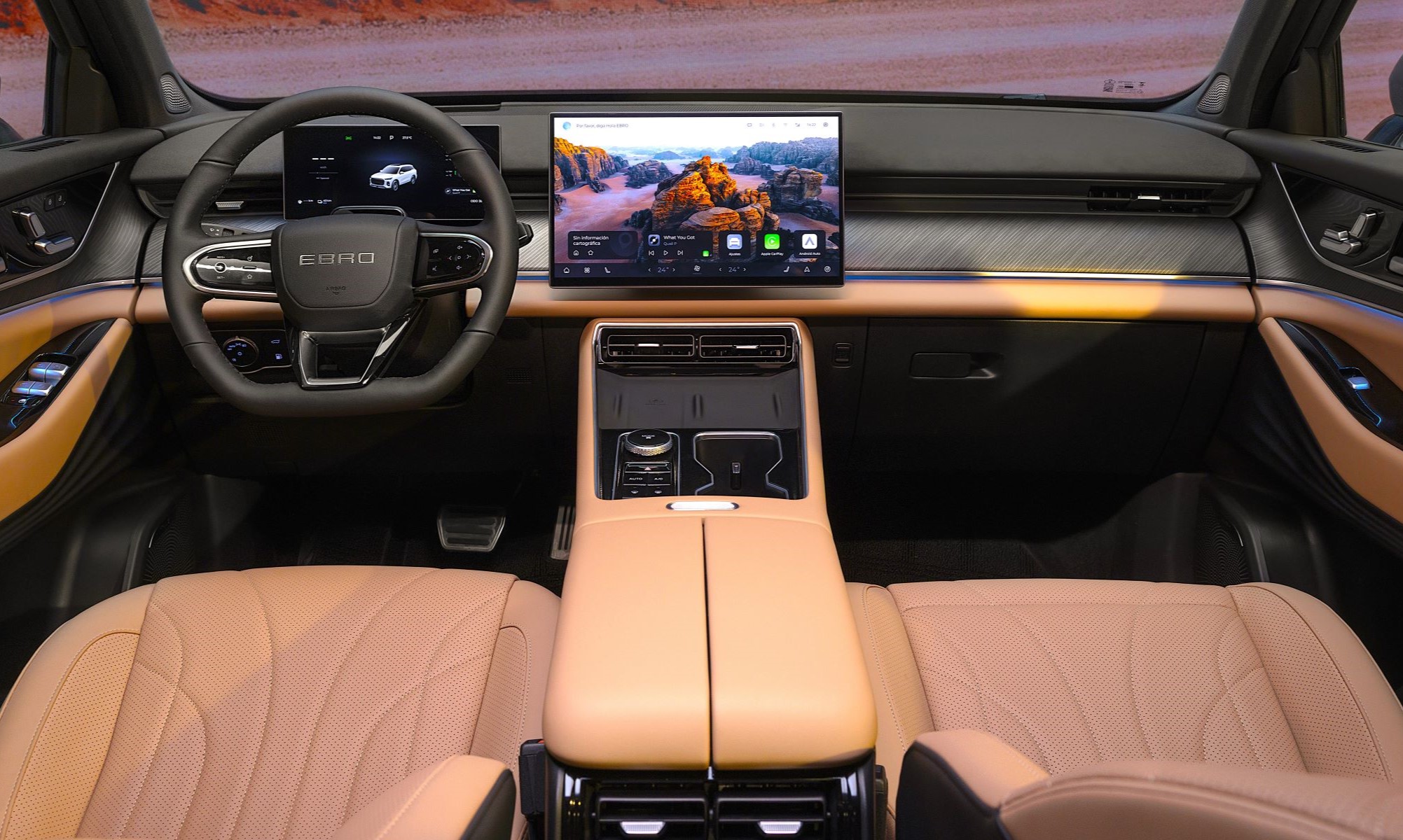 Por 38.900 euros, EBRO ofrece un híbrido enchufable de 425 CV, siete plazas y que gasta 1,7 litros de gasolina cada 100 km.