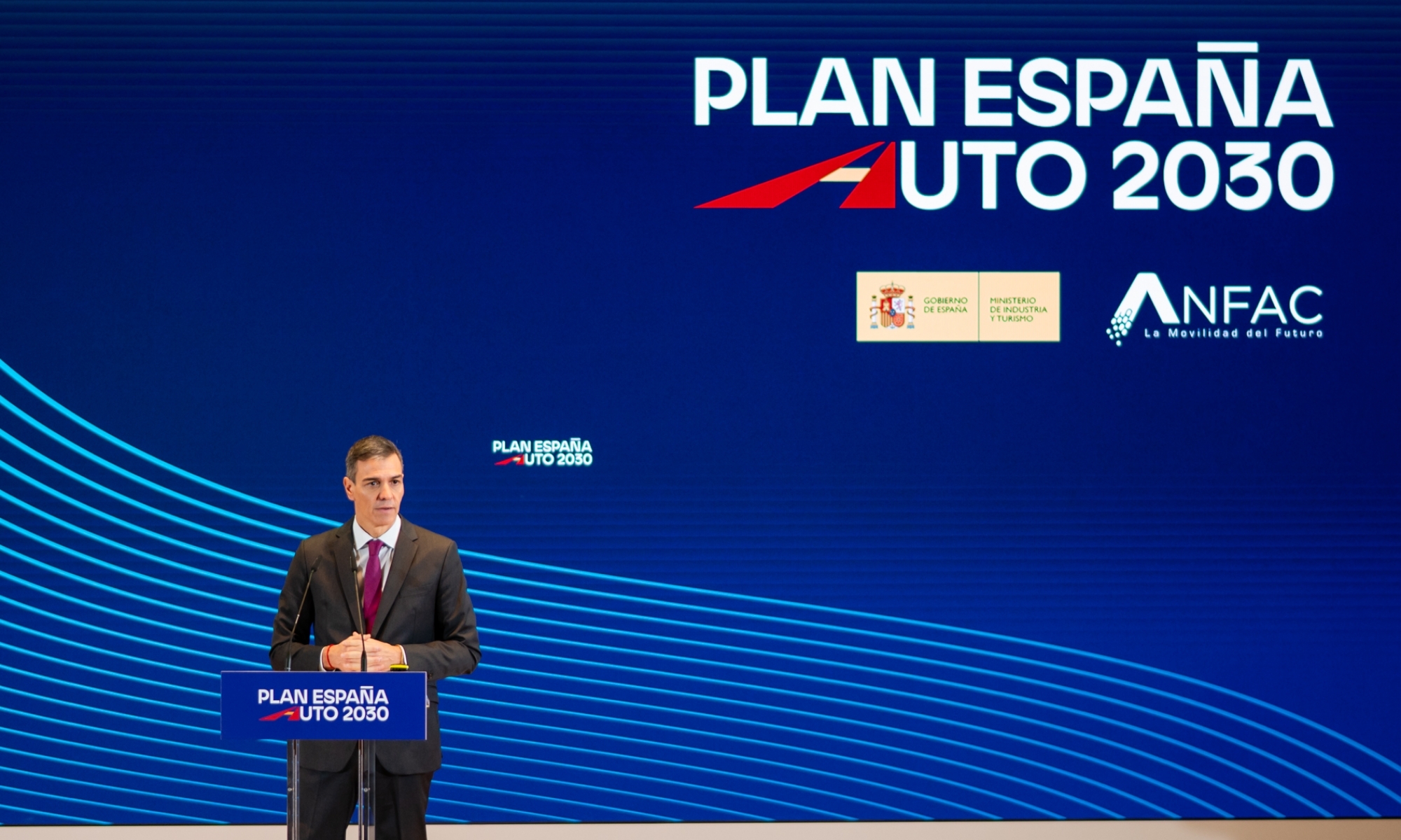 Pedro Sánchez durante la presentación del Plan Auto 2030.