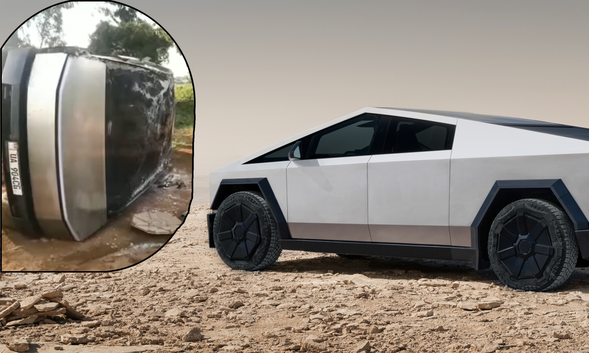 El único Tesla Cybertruck de Uganda será casi imposible de reparar.