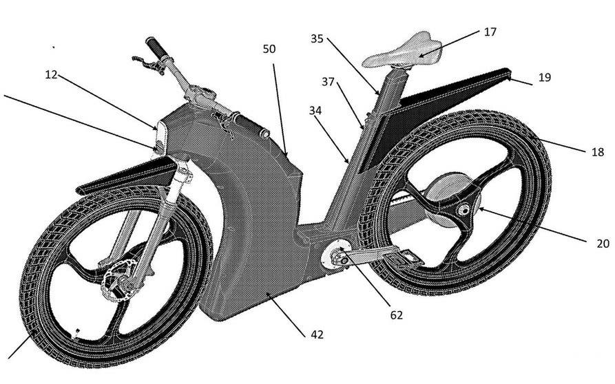  Fuell presenta una patente de una máquina eléctrica de dos ruedas que puede convertirse en una bicicleta o en un scooter. En la imagen, modo bicicleta eléctrica. 