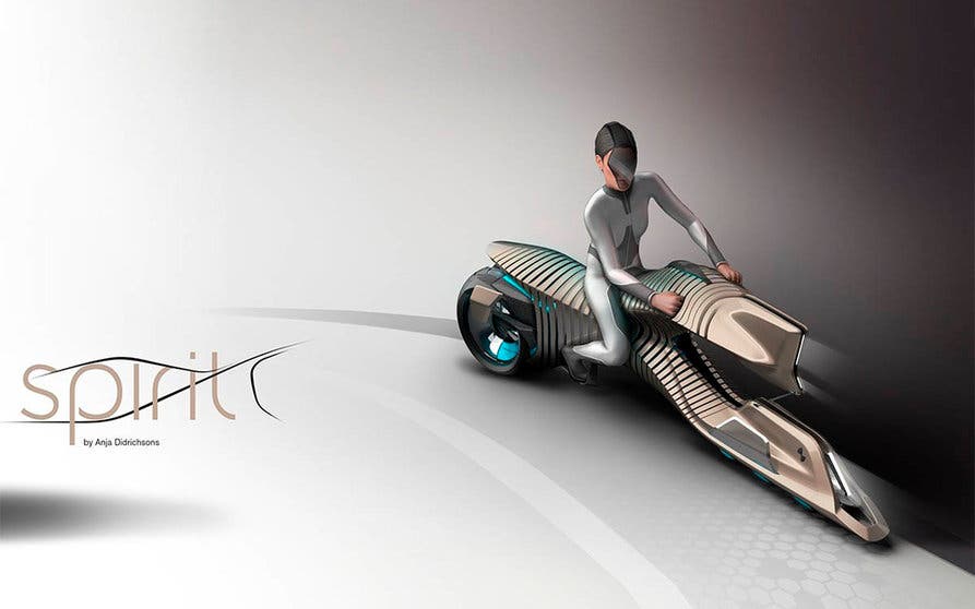  Spirit es una motocicleta eléctrica conceptual cuyo cuerpo se adapta a las órdenes del piloto, creando una simbiosis máquina-humano. 