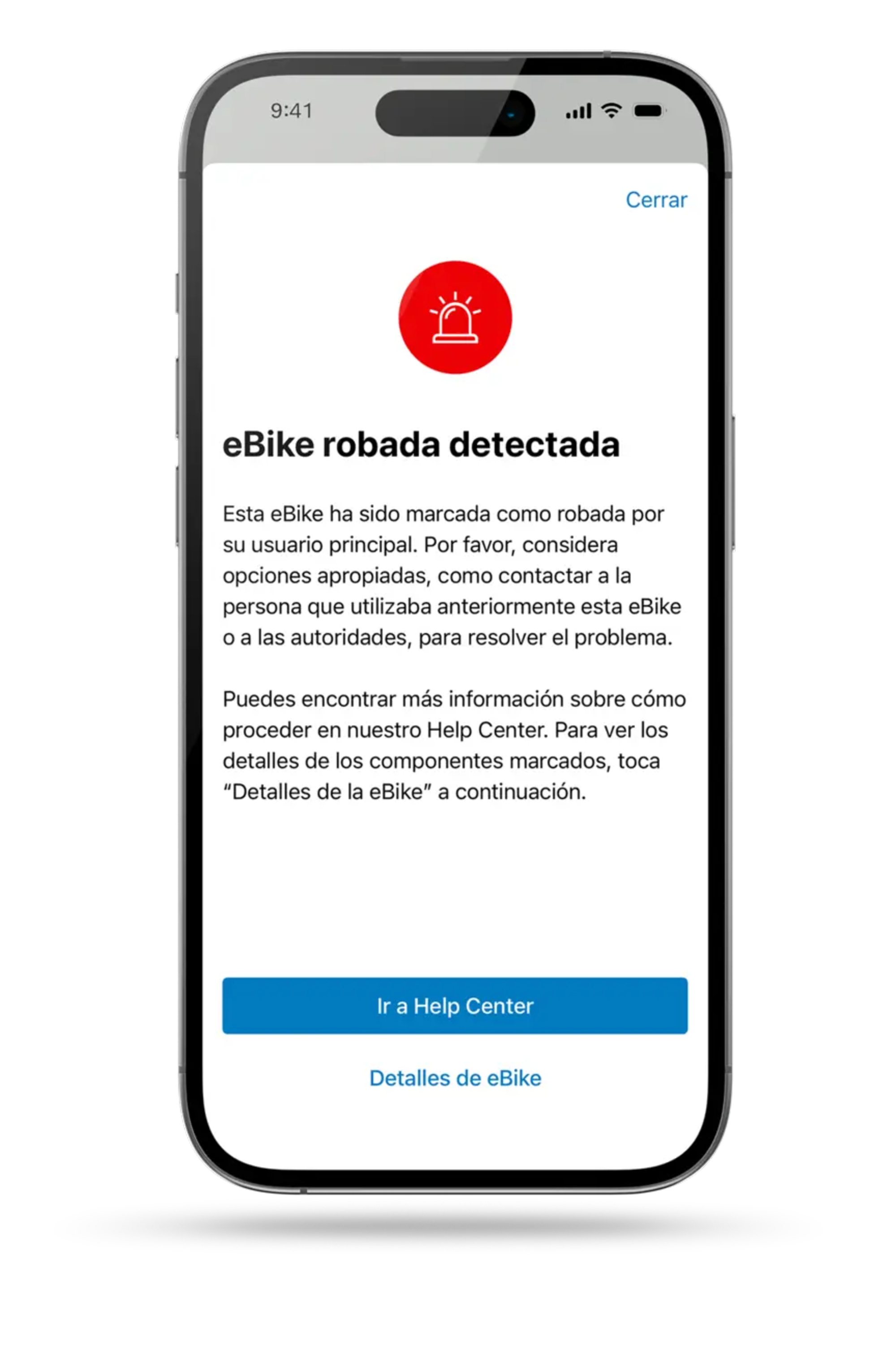 csm ES Bosch eBike FlowApp iOS Mark as Stolen Warnung BES3 MY2026 1920x1920 Image Text c30976a019