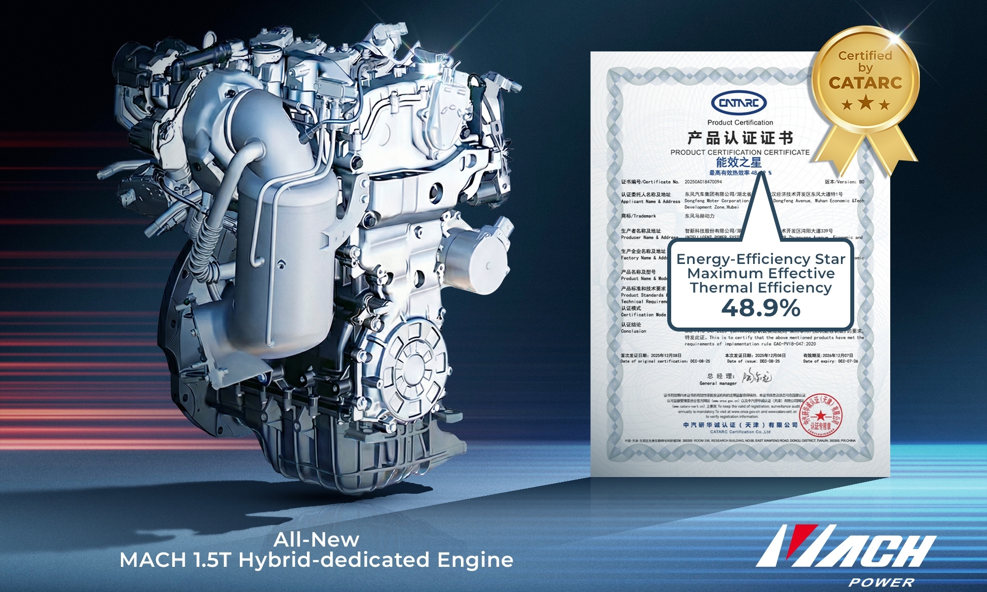 Dongfeng ha sido galardonada por su motor Mach 1.5T.