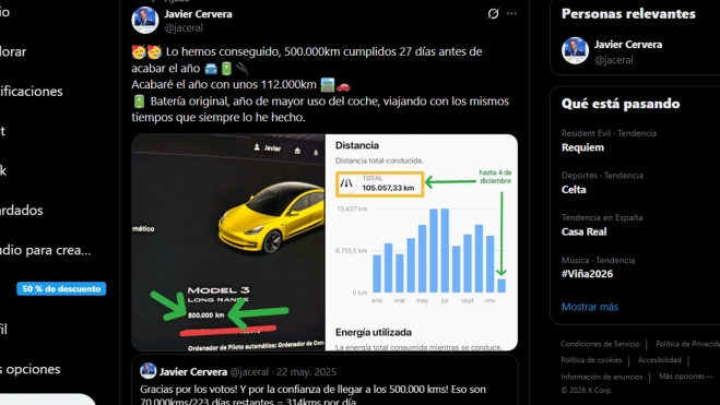 tesla model 3 500000 km bateria original degradacion desgaste 2