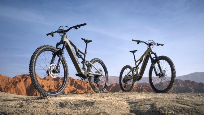 Two bikes on display 