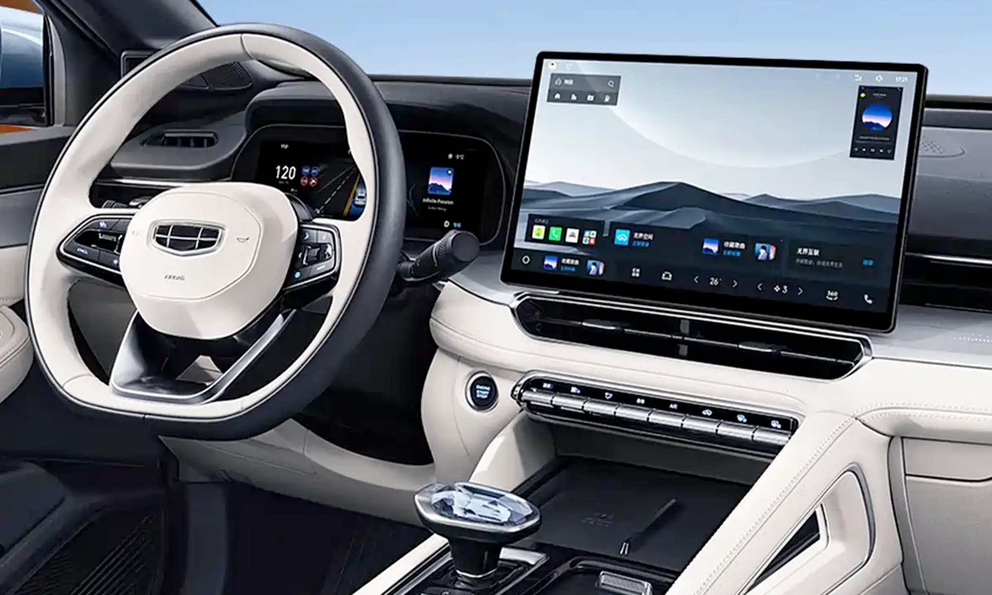 Además de consumir poco, el Geely Preface i-HEV presenta un habitáculo muy bien acabado.