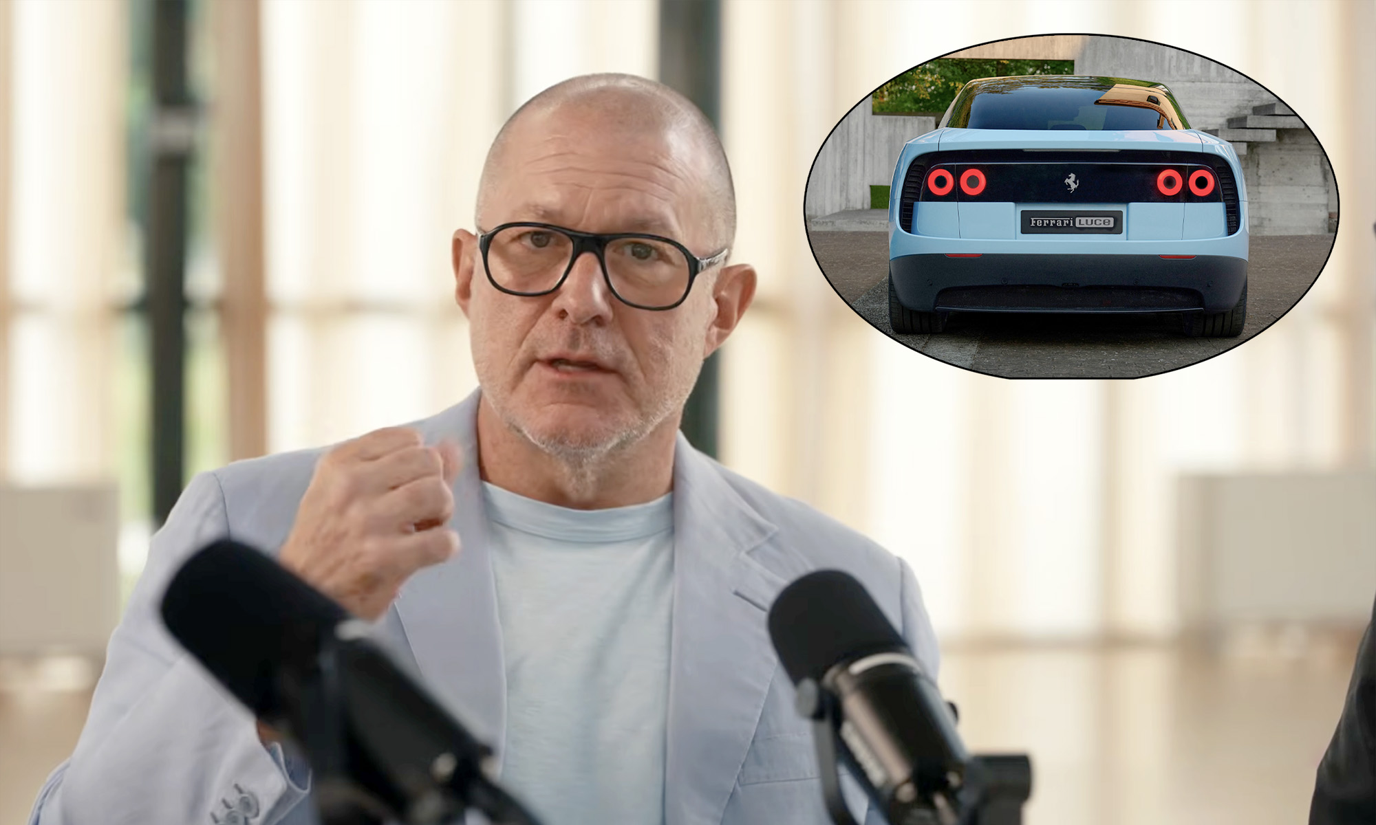 Jony Ive, diseñador del Ferrari Luce, habla sobre su controvertido aspecto en una entrevista.