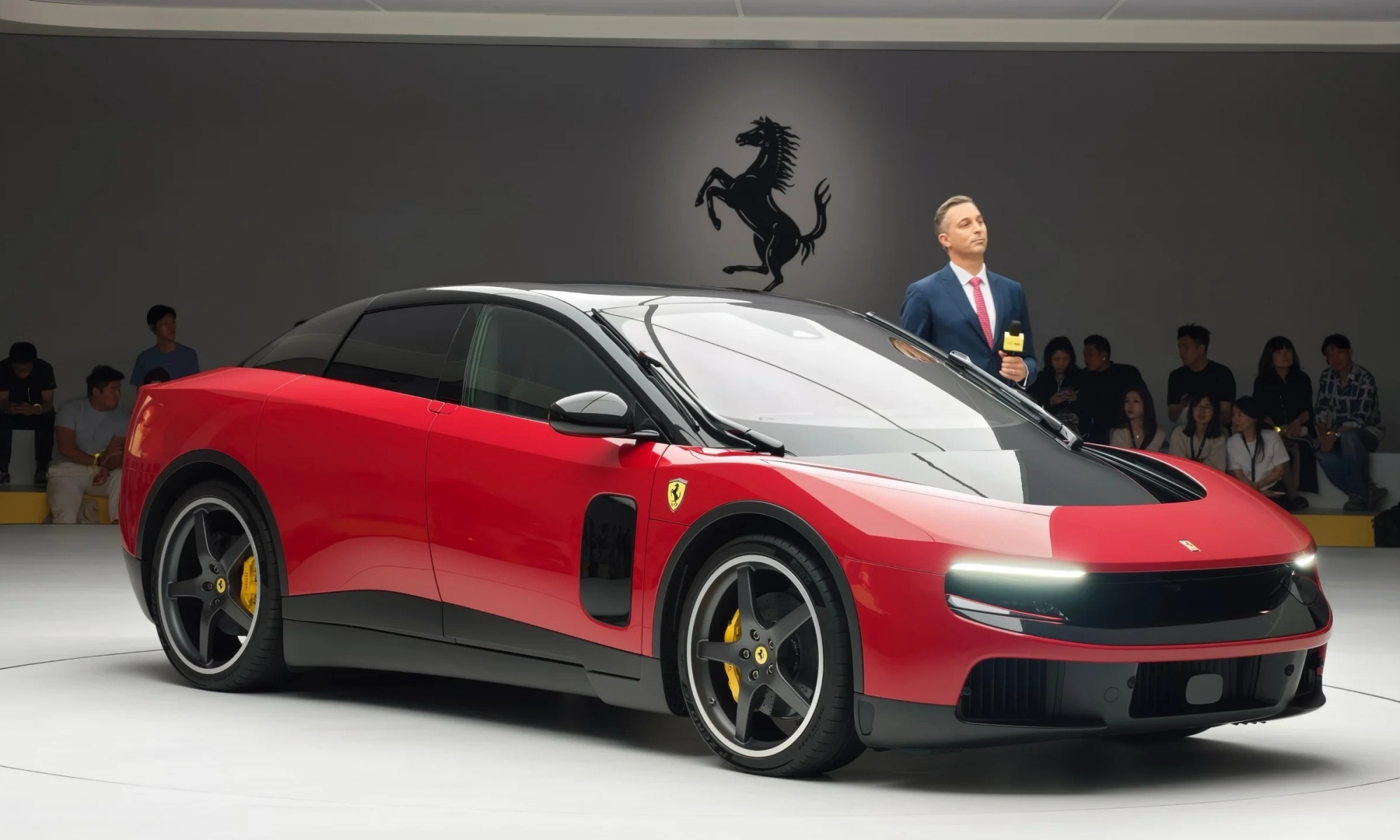 Imagen del acto de presentación oficial del Ferrari Luce en China.