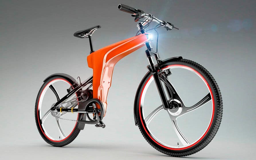  La bicicleta eléctrica SM exhibe un cuadro de aluminio exento de barra diagonal y una transmisión de doble cadena. 