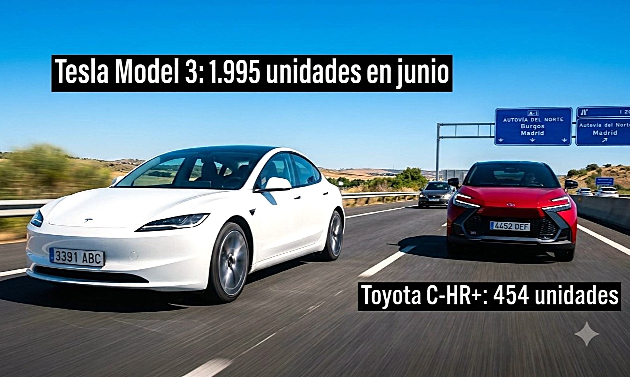 El Tesla Model 3 sigue siendo, de largo, el eléctrico más vendido en nuestro país. Toyota, en junio, ni le tose.