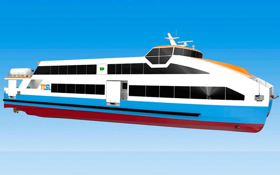  Astilleros Gondán construirá 10 transbordadores eléctricos de 40 metros de eslora con casco estilo catamarán para el operador portugués Trastejo, Foto Astilleros Gondán (Salt Ship Design). 