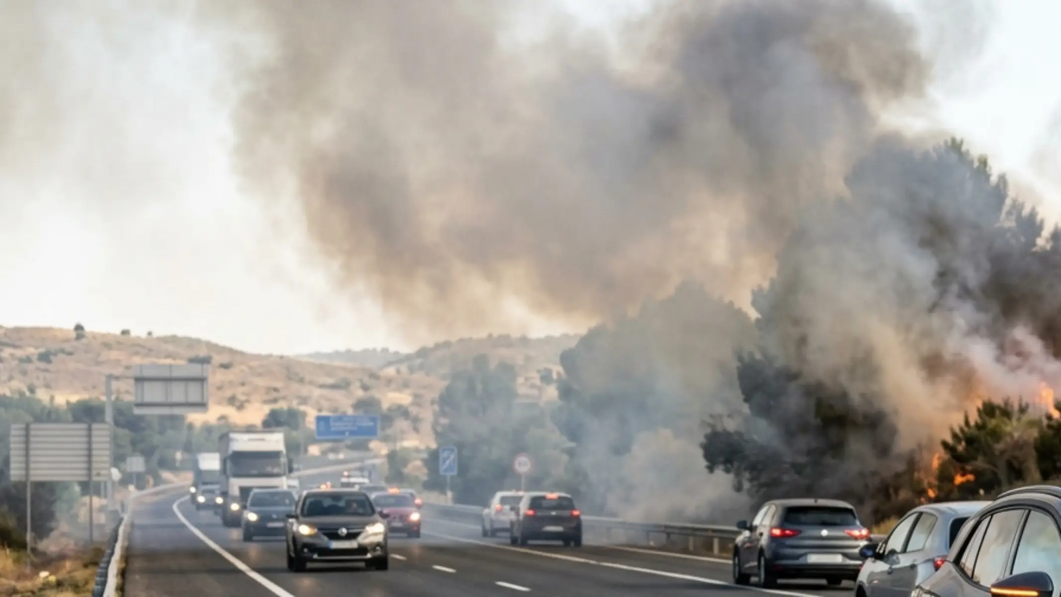 incendio ceerca carretera