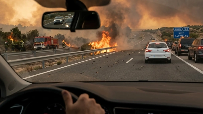 carretera cortada incendio carretera cortada incendio