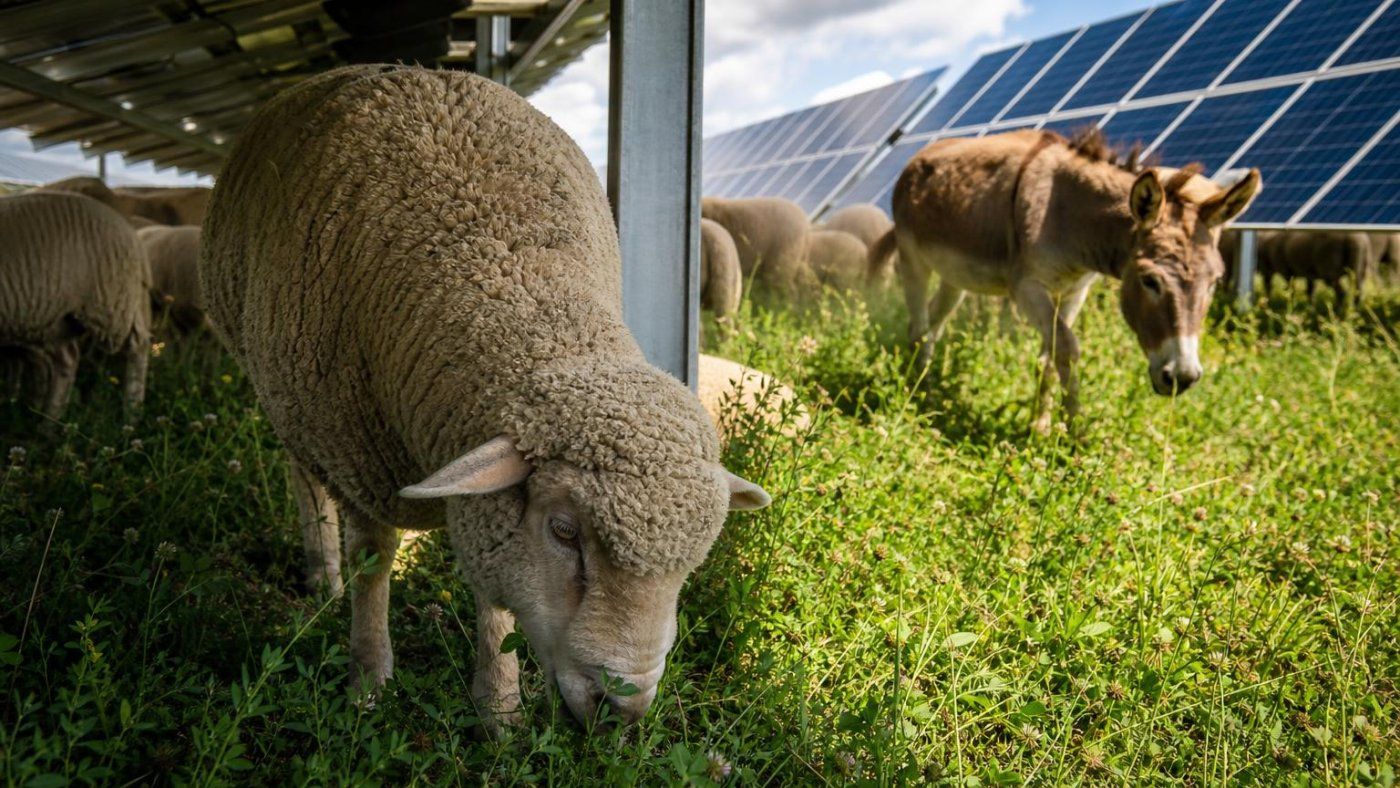 2.000 ovejas y un burro para evitar sombras y apagados en sus 1,7 millones de paneles solares