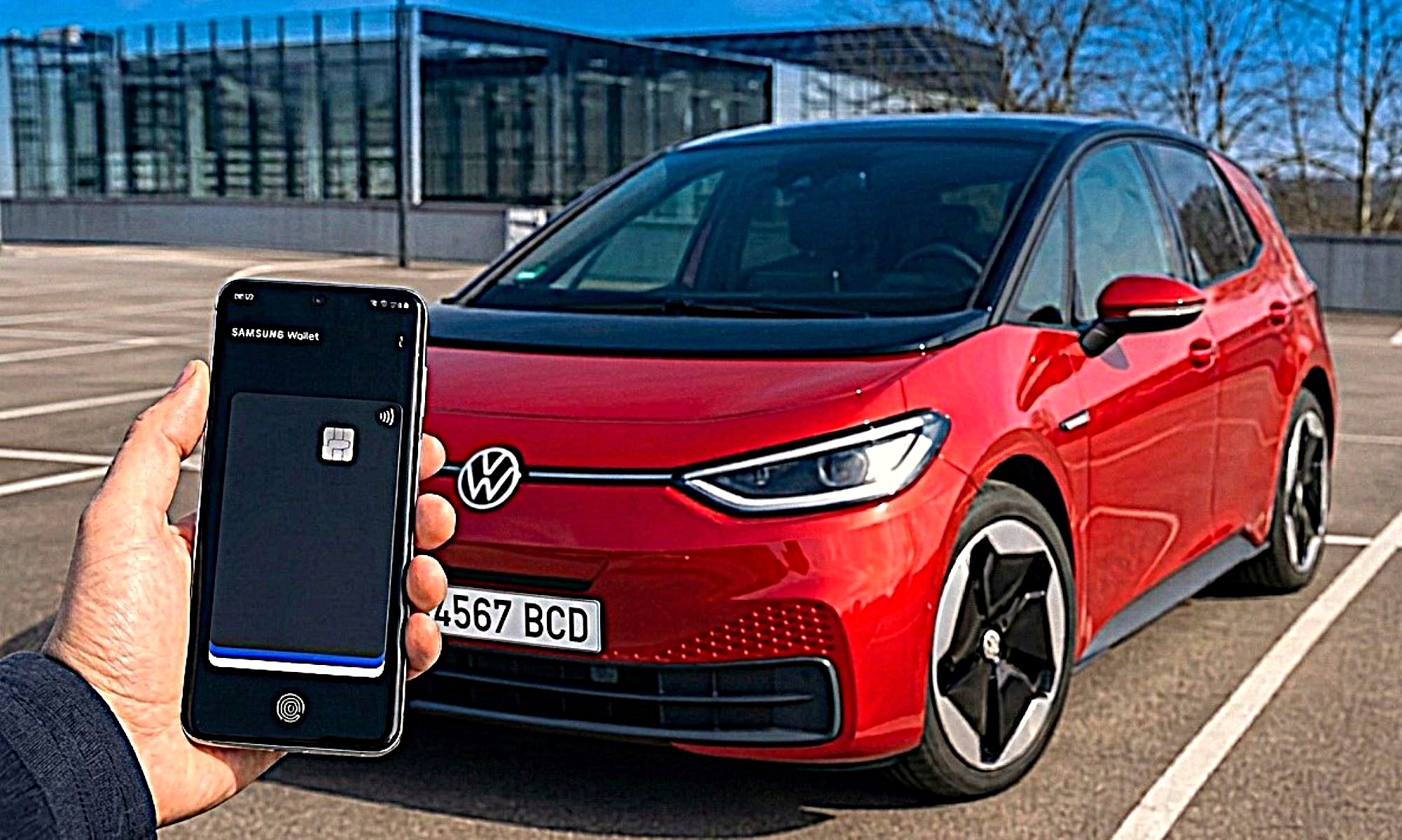 Si tienes un móvil Samsung, ahora podrás usarlo para abrir y arrancar tu Volkswagen eléctrico. Imagen: Gemini.