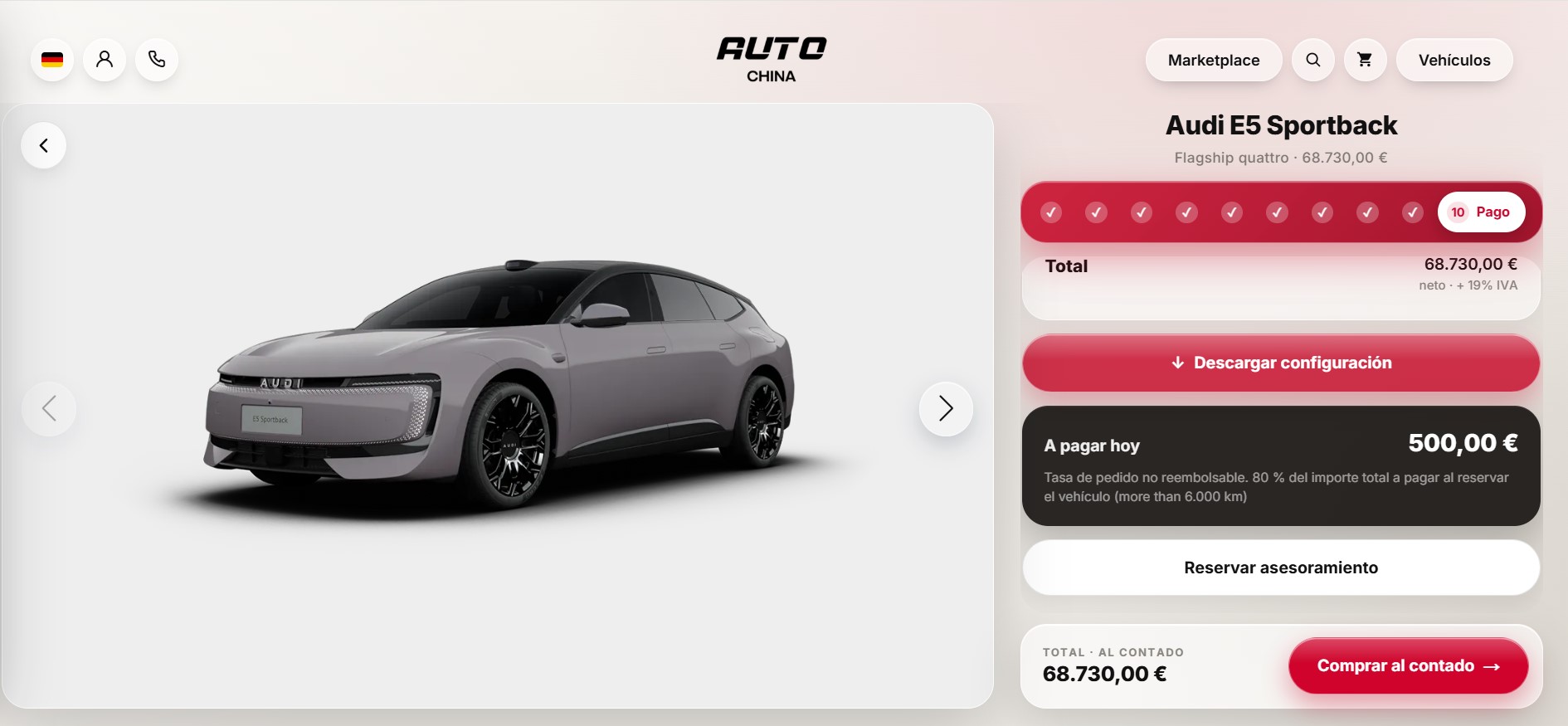 capturas Auto China 770 km autonomía menos 60.000 € precio España truco AUDI chinos que no vende Europa (1)