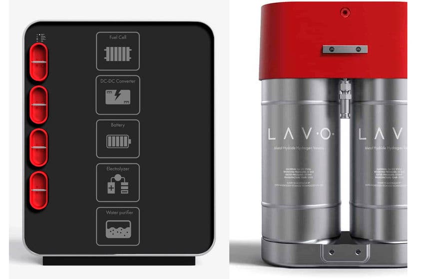  LAVO HESS (sistema de almacenamiento de energía de hidrógeno), diseñado para alimentar hogares y negocios y con potencial para ser utilizado en la industria del automóvil. 