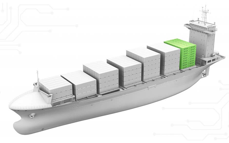  Los barcos eléctricos de FleetZero se alimentan de baterías situadas en contenedores que se intercambian en los puertos de parada intermedios. 