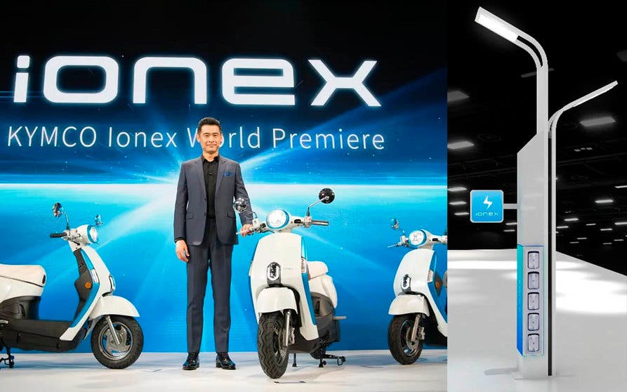  El presidente de Kymco, Allan Ko, presenta el sistema KYMCO Ionex Smart Streetlights. 