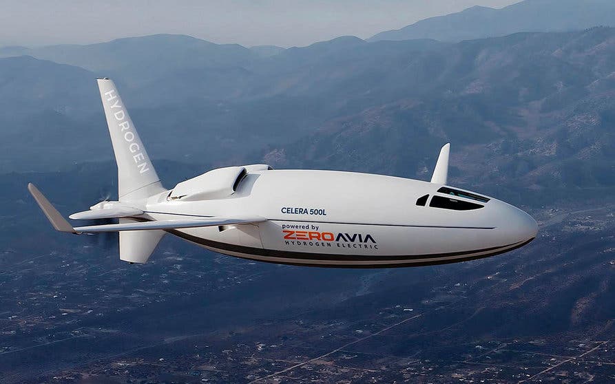  El avión bala eléctrico Celera 500L cuenta con el diseño innovador basado en el flujo laminar de Otto Aviation y el motor eléctrico alimentado por hidrógeno de Zero Avia. 