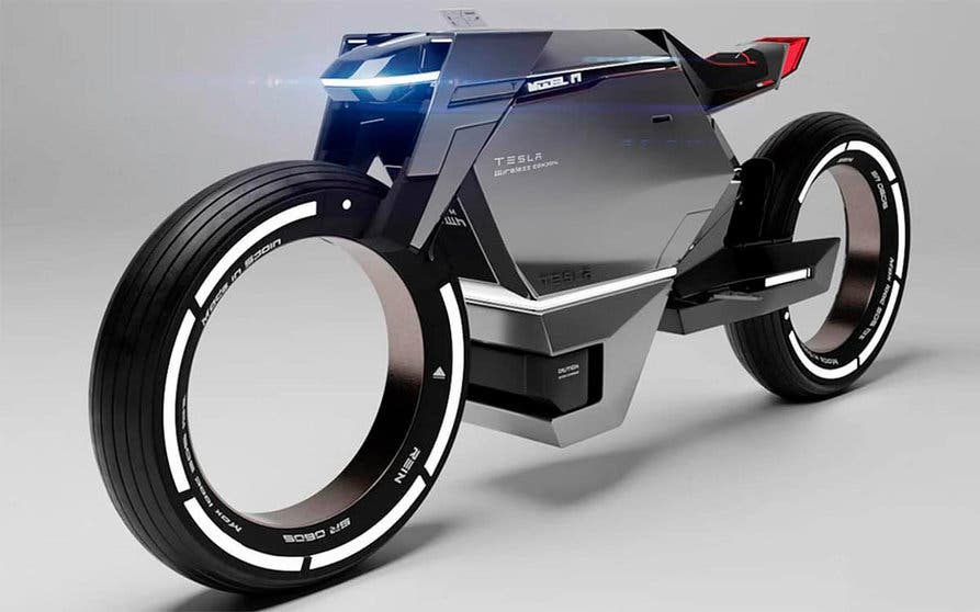  Tesla Model M, la motocicleta eléctrica inspirada en el Cybertruck diseñada por Víctor Rodríguez. Imagen: Víctor Rodríguez Gómez. 